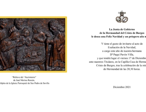 La Hermandad del Cristo de Burgos desea una Feliz Navidad a todos sus hermanos