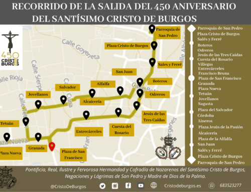 Itinerario de la salida del 1 de junio del Santísimo Cristo de Burgos