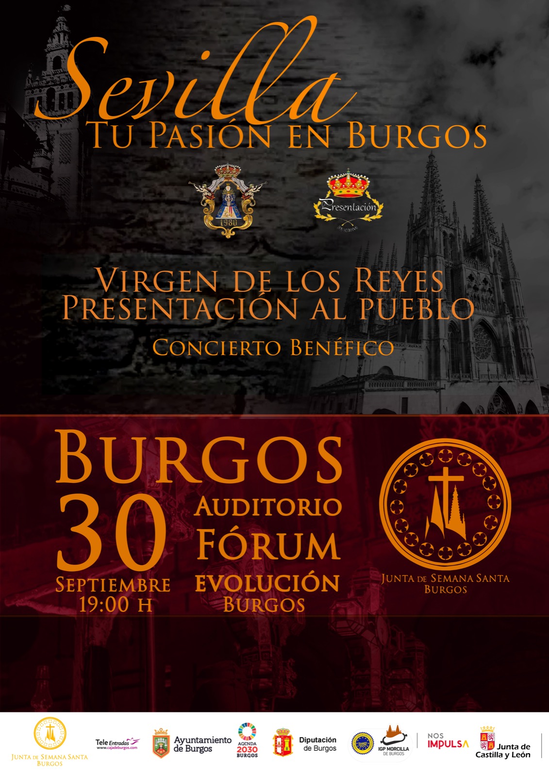 Burgos organiza un concierto benéfico con la presencia de Virgen de los Reyes y Presentación al Pueblo